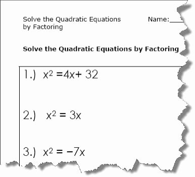 Factoring Quadratic Equations Worksheet New Quadratic Equation Worksheets Printable Pdf Download