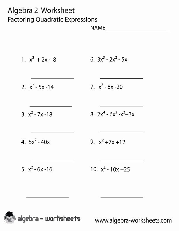 Factoring Quadratic Expressions Worksheet Answers Best Of 20 Factoring Polynomials Worksheet with Answers Algebra 2