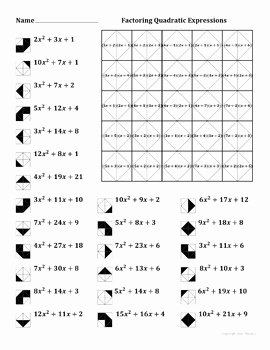 Factoring Quadratic Expressions Worksheet Answers Unique Factoring Quadratic Expressions Color Worksheet 4 by Aric