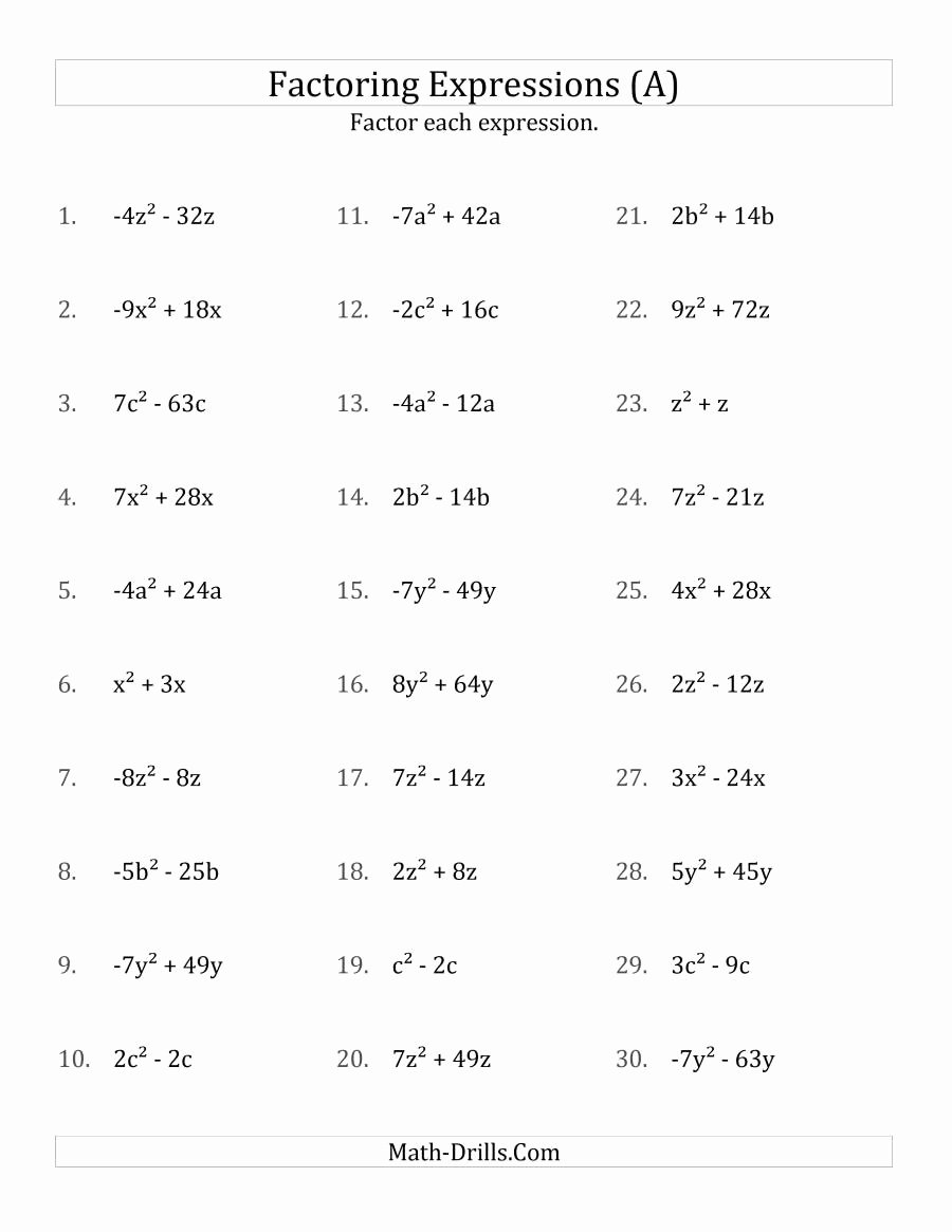 49 Factoring Quadratic Expressions Worksheet