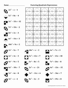 Factoring Quadratic Expressions Worksheet Inspirational Factoring Quadratic Expressions Color Worksheet 1