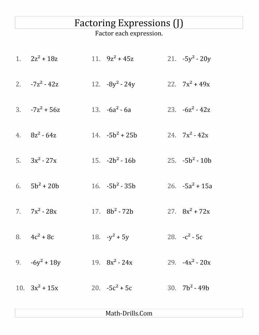 Factoring Quadratic Expressions Worksheet Unique Factoring Non Quadratic Expressions with All Squares