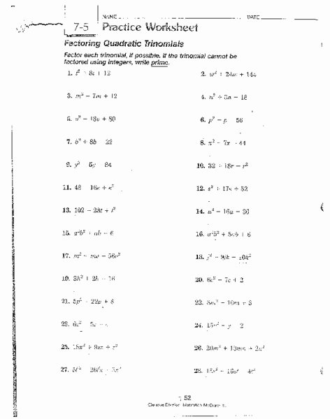 Factoring Quadratic Expressions Worksheet Unique Grade 8 Homework Help