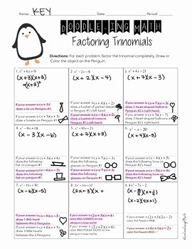 Factoring Quadratic Trinomials Worksheet Fresh Factoring Trinomials Worksheet Doodle Ing Math by