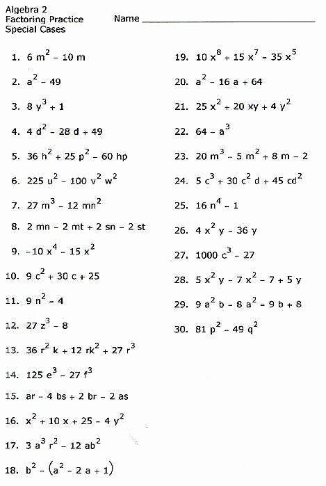 Factoring Special Cases Worksheet Awesome Factoring by Grouping Worksheet