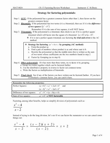 Factoring Trinomials A 1 Worksheet Elegant Factoring Trinomial Squares with Leading Coefficient Of 1