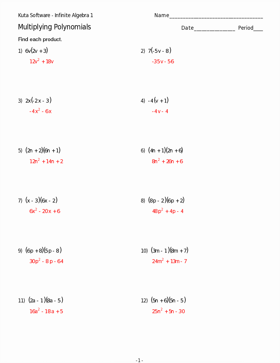 Factoring Trinomials Worksheet