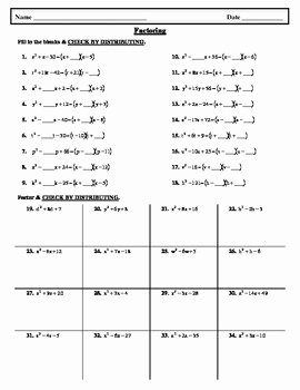 Factoring Trinomials Practice Worksheet New Factoring Trinomials Worksheet Easy by Hsarchimedes