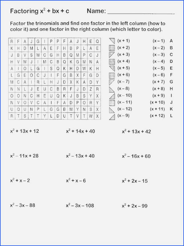 Factoring Trinomials Worksheet Answer Key Beautiful Math Funbook Worksheet Answers