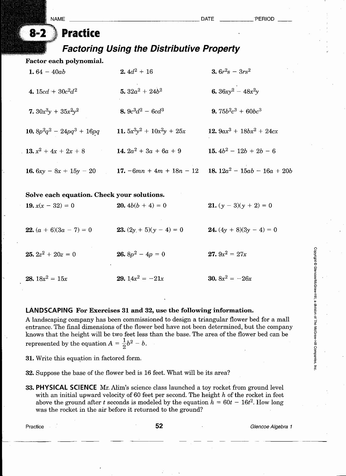 Factoring Worksheet Algebra 1 Lovely Math Practice Worksheets Chapter 1 Worksheet Mogenk