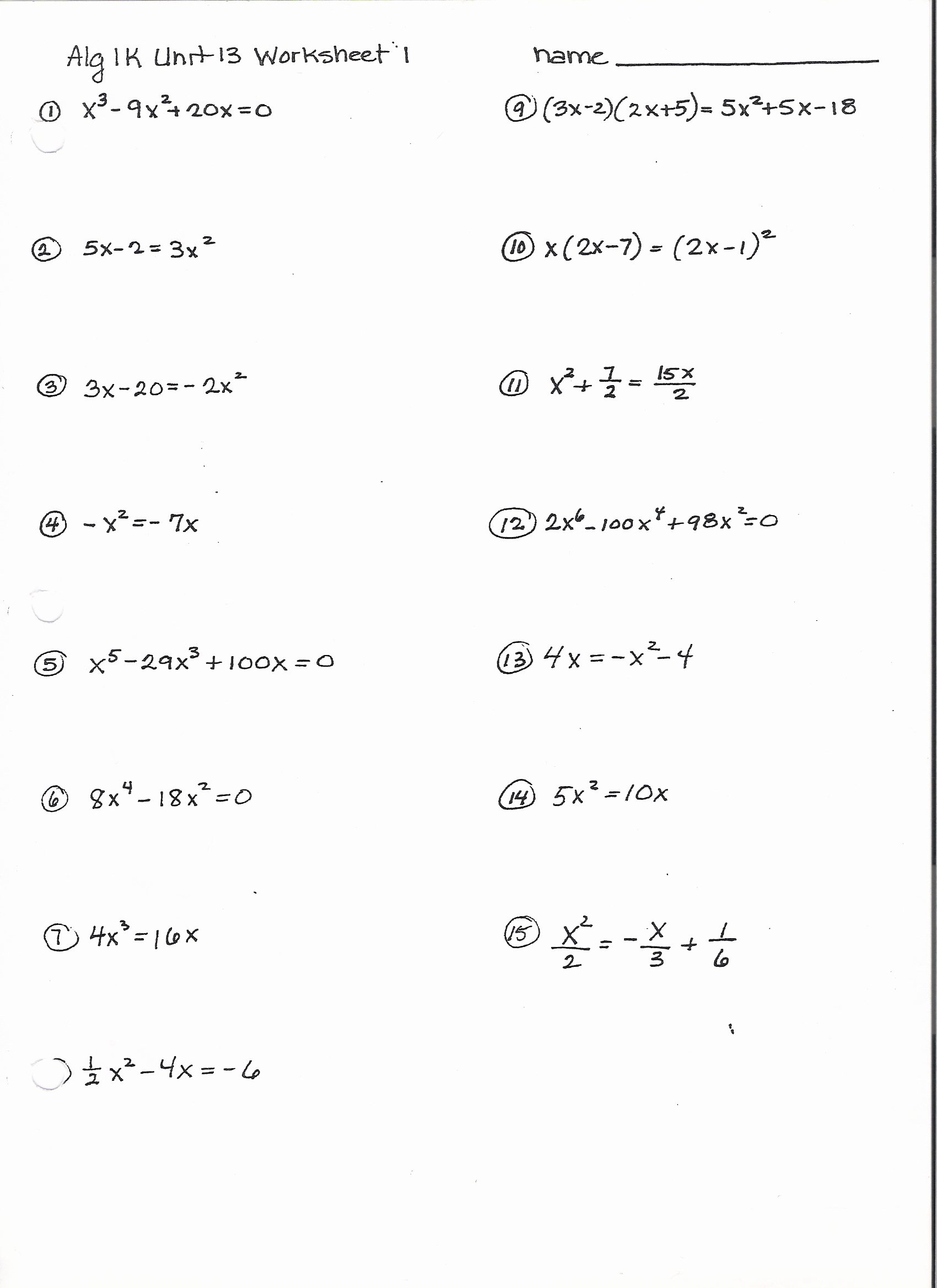 50 Factoring Worksheet With Answers
