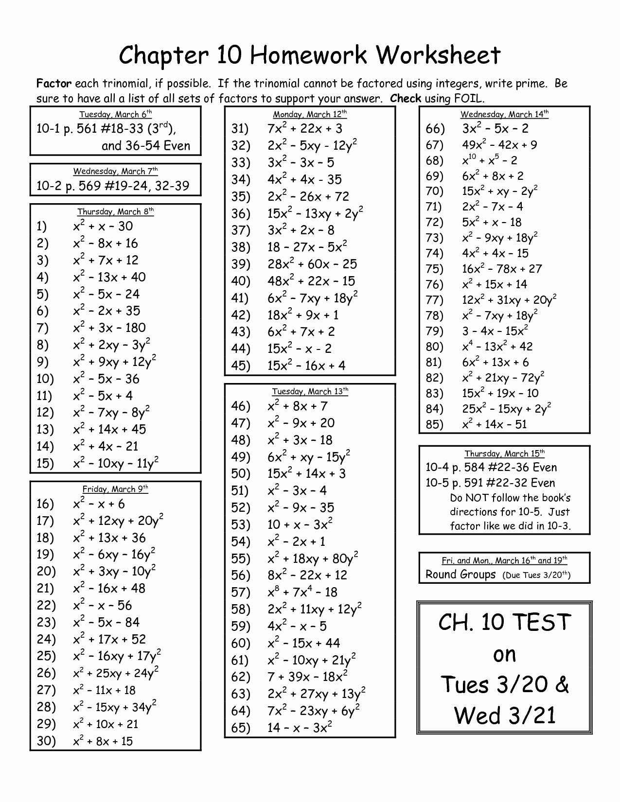 50 Factoring Worksheet With Answers
