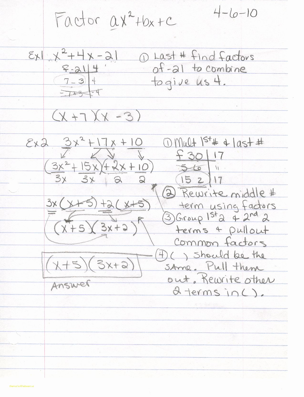 50 Factoring X2 Bx C Worksheet | Chessmuseum Template Library