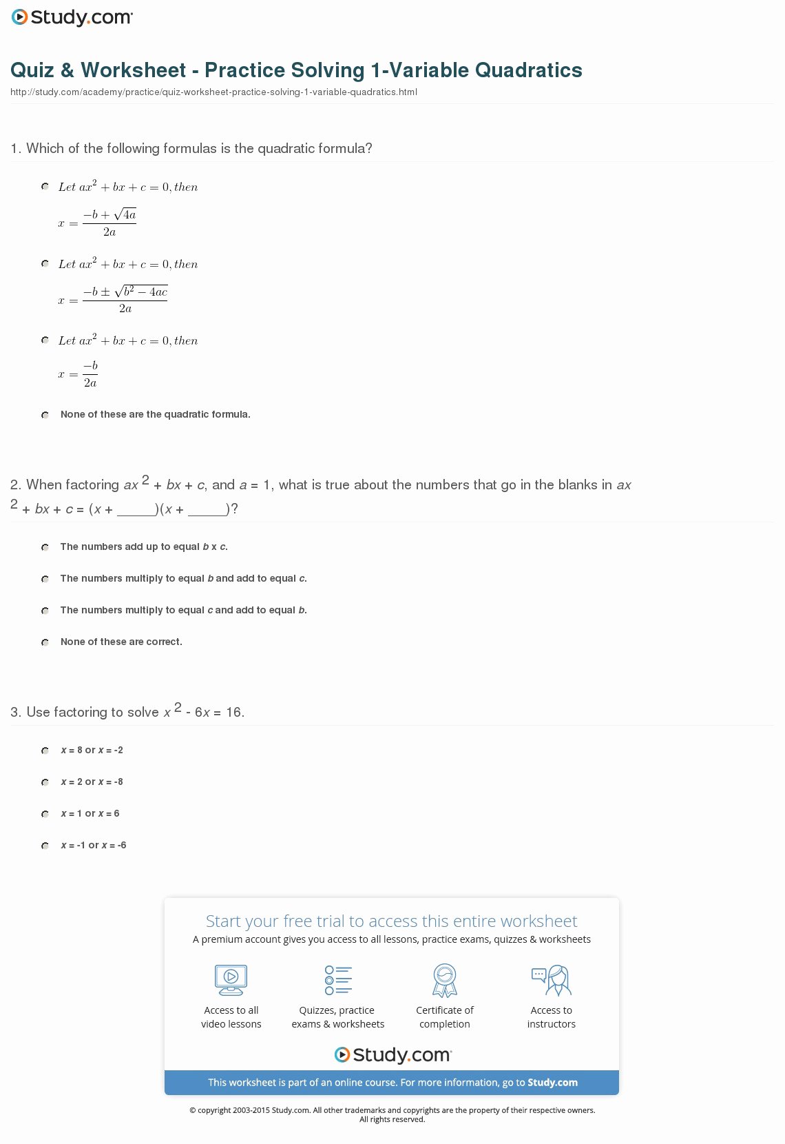 Factoring X2 Bx C Worksheet