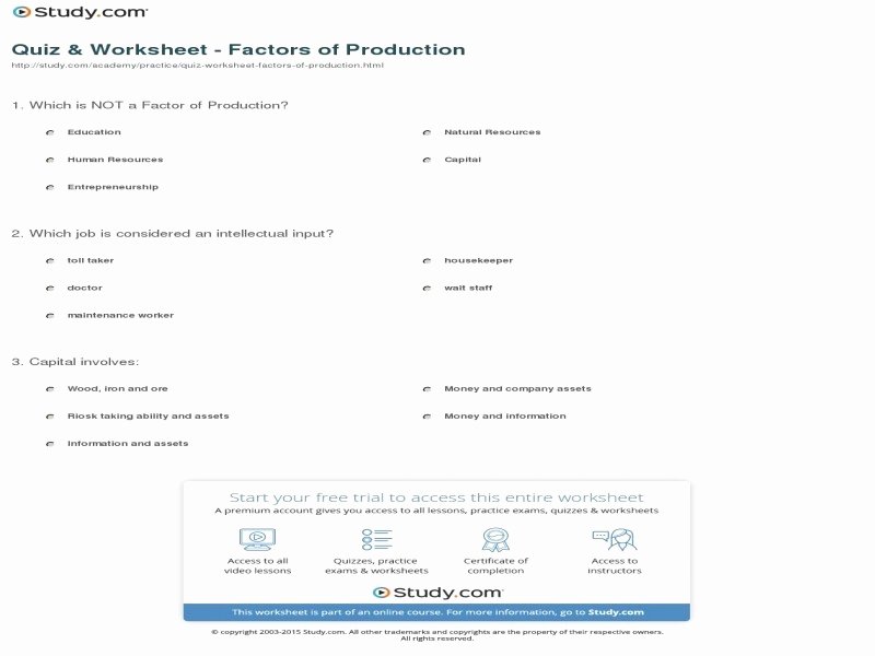 Factors Of Production Worksheet Inspirational Scarcity and the Factors Production Worksheet Answers