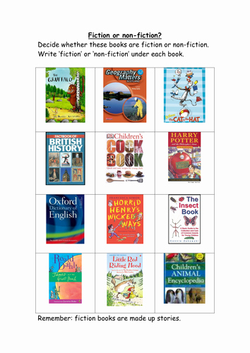 Fiction Vs Nonfiction Worksheet Fresh Fiction or Non Fiction Worksheet Used with Y3 by L