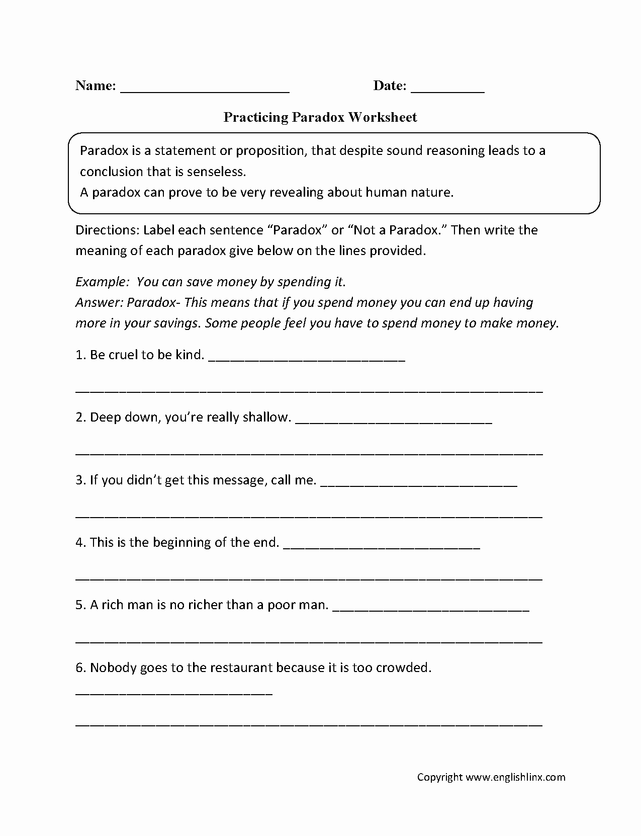 Figurative Language Review Worksheet Awesome Paradox Figurative Language Worksheets