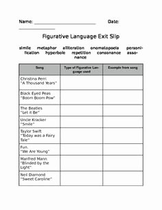 Figurative Language Review Worksheet Inspirational 3 Free Figurative Language Worksheets
