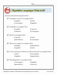 Figurative Language Review Worksheet Luxury Figurative Language What is It Worksheet for 6th 8th