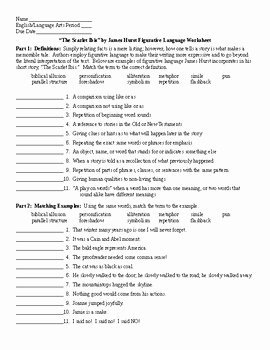 Figurative Language Review Worksheet Luxury the Scarlet Ibis by James Hurst Figurative Language