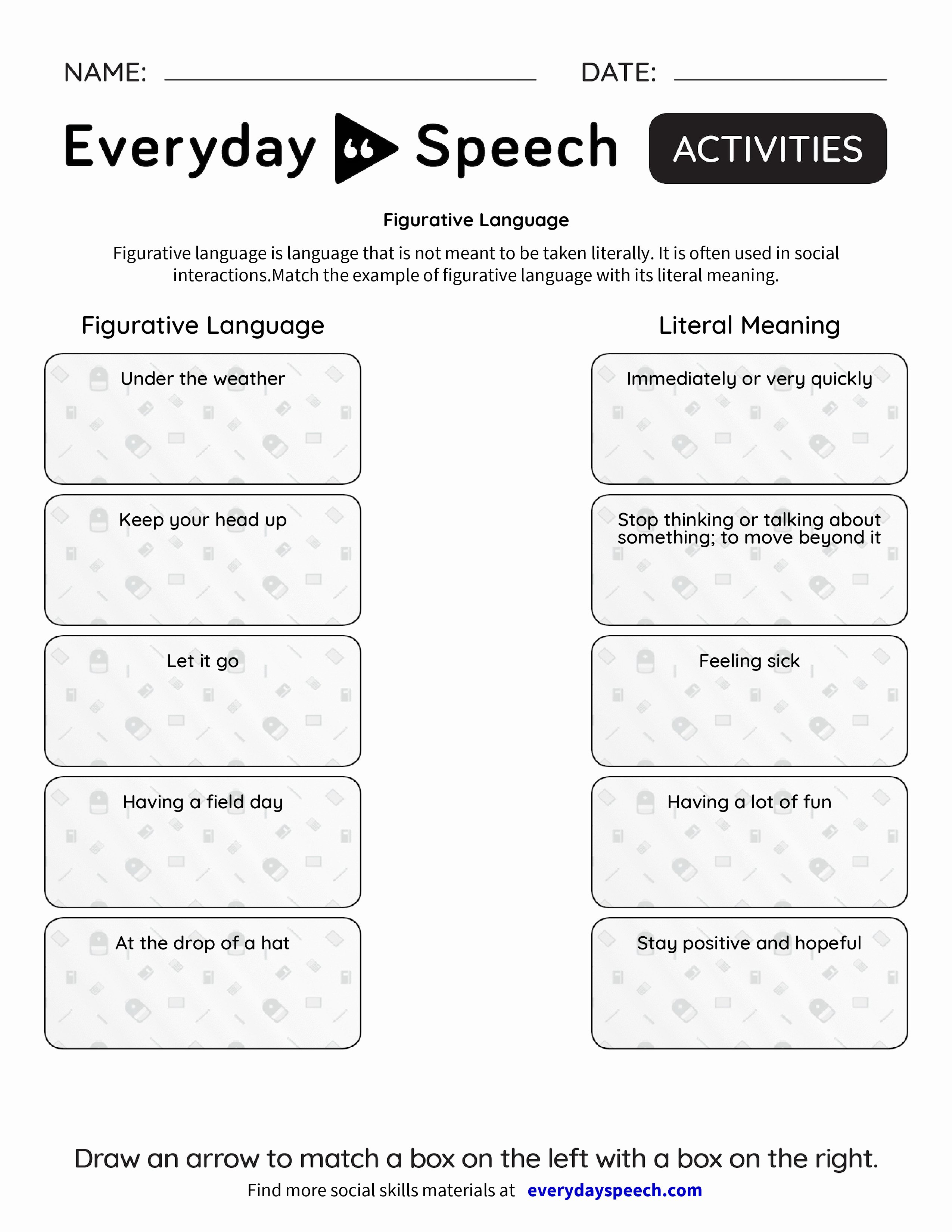 Figurative Language Worksheet 2 Answers Awesome Figurative Language Everyday Speech Everyday Speech
