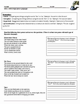 Figurative Language Worksheet 2 Answers Awesome Figurative Language Worksheets Independent Practice by