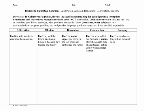 Figurative Language Worksheet 2 Answers Luxury Figurative Language Worksheet 2 by Jacquinbct