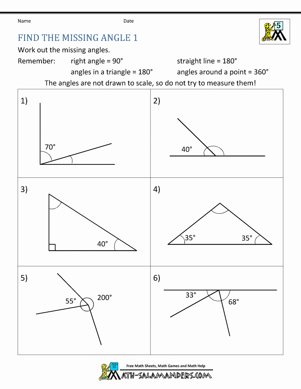 Find the Missing Angle Worksheet Awesome 5th Grade Geometry
