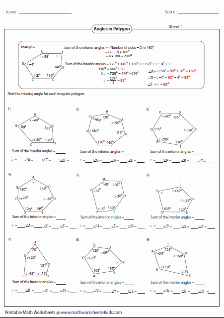 Find the Missing Angle Worksheet Fresh Polygon Worksheets