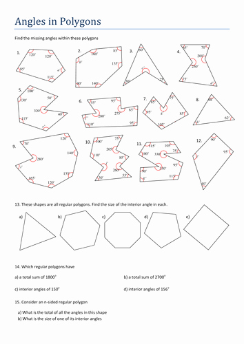 Find the Missing Angle Worksheet New Maths Shape Ks3 Ks4 Angle Sum Of Polygons Investigation