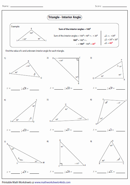 Find the Missing Angle Worksheet New Triangles Worksheets
