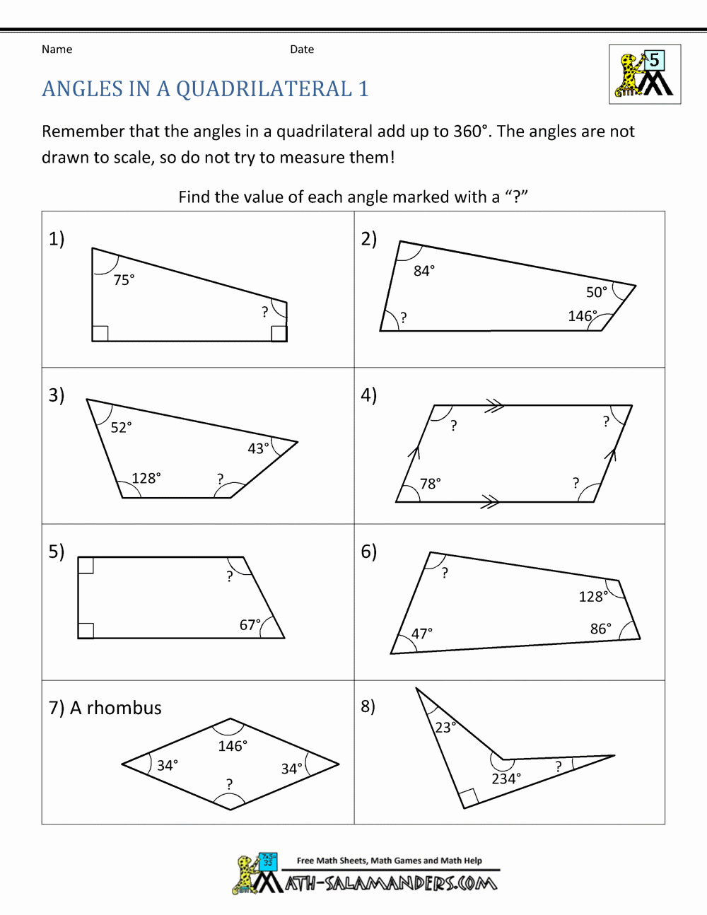 Find the Missing Angle Worksheet Unique 5th Grade Geometry