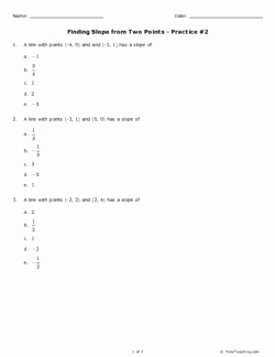 Find the Slope Worksheet Awesome Finding Slope From Two Points Practice 2 Grade 9