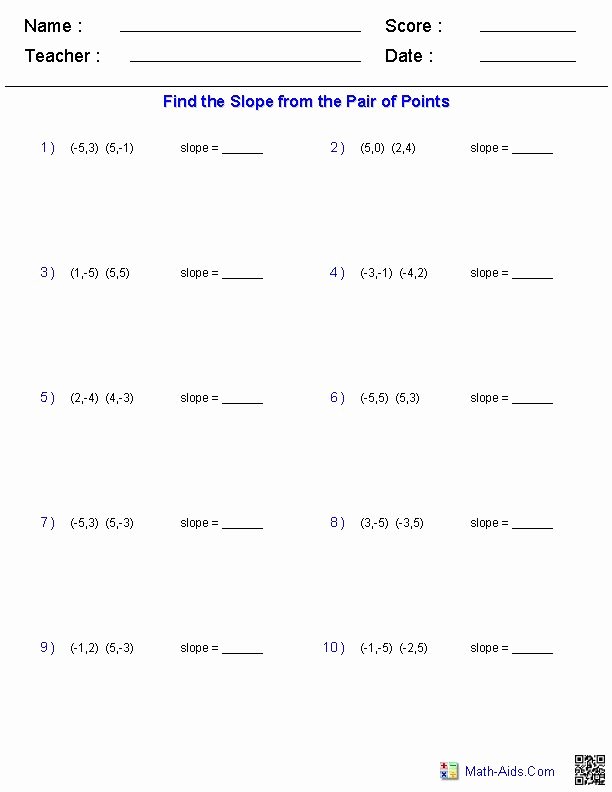 49 Find The Slope Worksheet