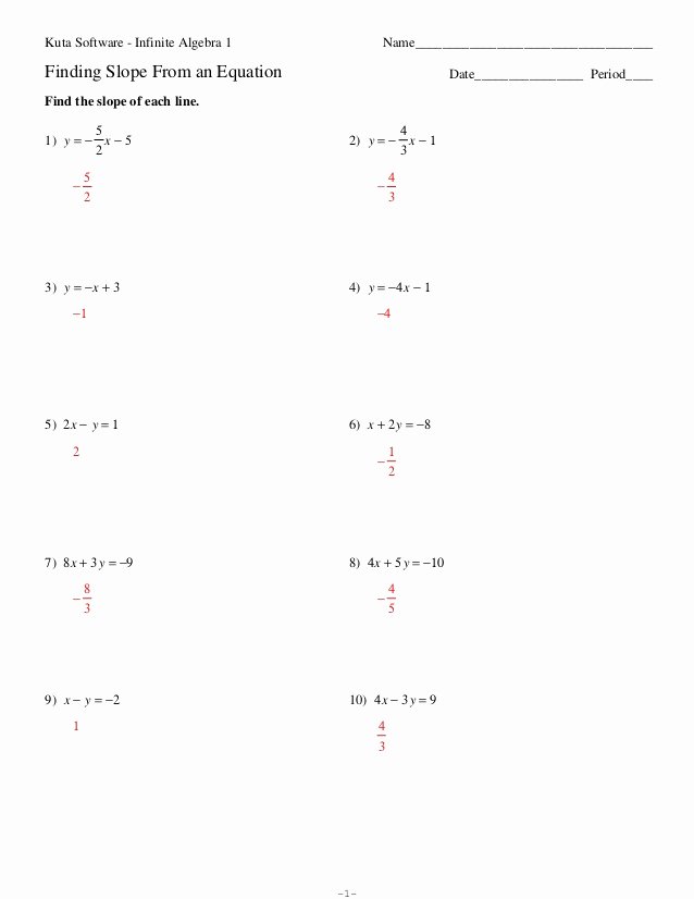 Find the Slope Worksheet Luxury Slope From An Equation