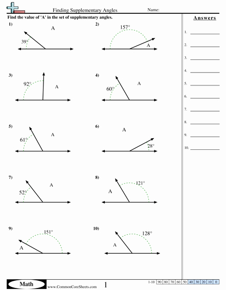Finding Angle Measures Worksheet Luxury Finding Supplementary Angles Worksheet Math
