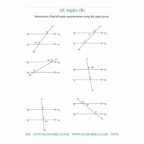 Finding Angle Measures Worksheet New Geometry Worksheet Finding Angle Measurements B