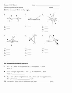 Finding Missing Angles Worksheet Awesome Angles Relationships and Note On Pinterest