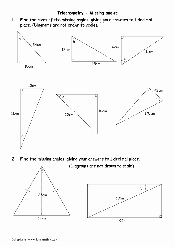 Finding Missing Angles Worksheet Awesome Trigonometry Worksheets and Powerpoints Doingmaths