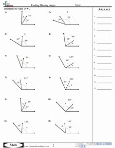 Finding Missing Angles Worksheet Elegant Angles Worksheets Math Lesson Ideas