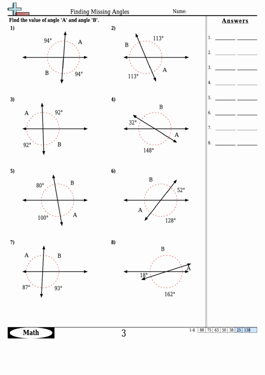 50 Finding Missing Angles Worksheet