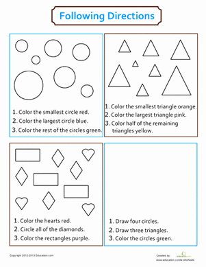 Following Directions Worksheet Kindergarten Beautiful Following Directions Coloring Coloring Page