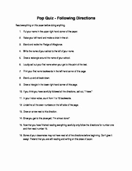 Following Directions Worksheet Middle School Elegant April Fools Day Following Directions Worksheet