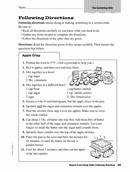 Following Directions Worksheet Middle School Luxury Research and Study Skills Following Directions Worksheet