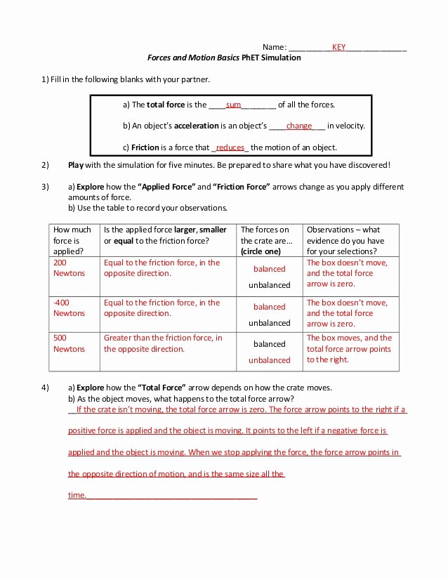 Force and Motion Worksheet Answers Best Of forces and Motion Scripted