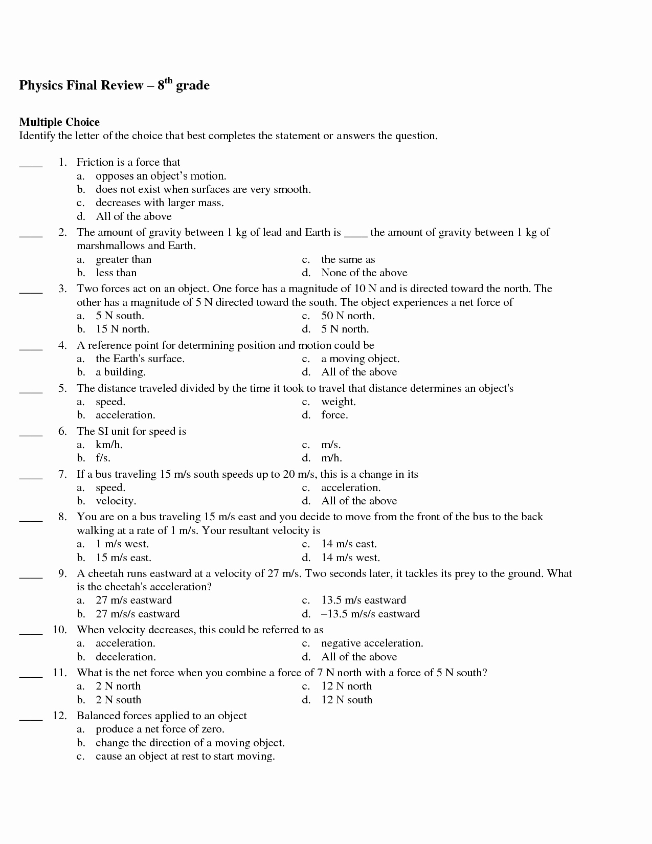 Force and Motion Worksheet Answers Fresh 7 Best Of force and Motion Review Worksheets