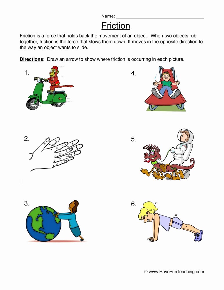 Force and Motion Worksheet Answers Lovely Friction Worksheet 1