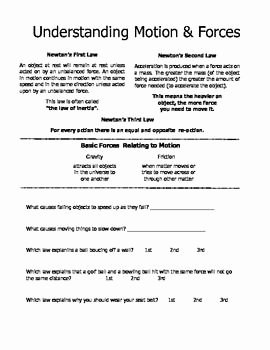 Forces and Motion Worksheet Awesome Newton S Laws Motion forces Friction Gravity