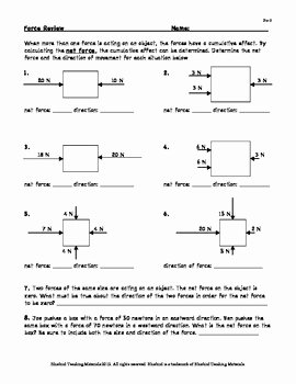 Forces Worksheet 1 Answer Key Best Of forces Net force Problems Fo 3 by Bluebird Teaching