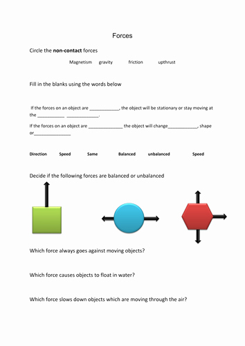 Forces Worksheet 1 Answer Key Elegant Low Ability forces Worksheet by Hanmphillips